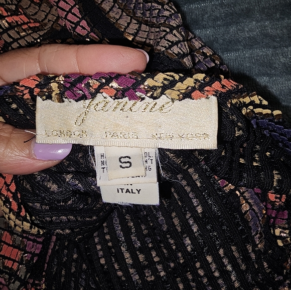 VINTAGE 1980's Janine Hand Painted Metallic Mosaic Runway Dress ITALY S - Picture 11 of 11